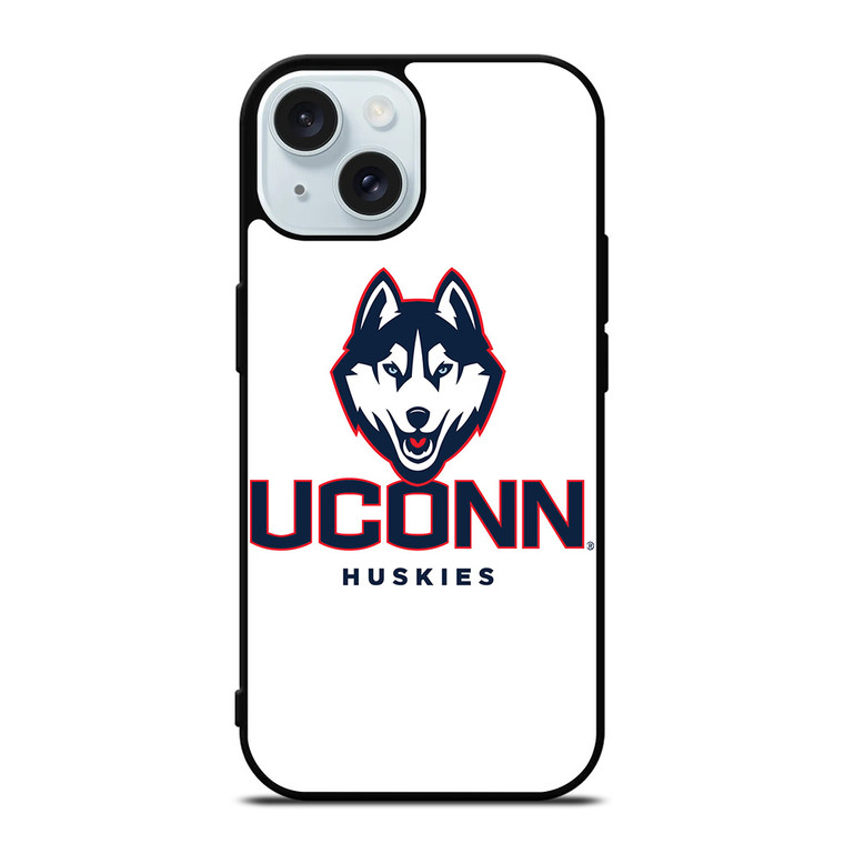 UCONN HUSKIES WHITE LOGO iPhone 15 Case Cover