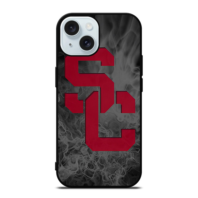 USC TROJANS FOOTBALL SMOKED LOGO iPhone 15 Case Cover