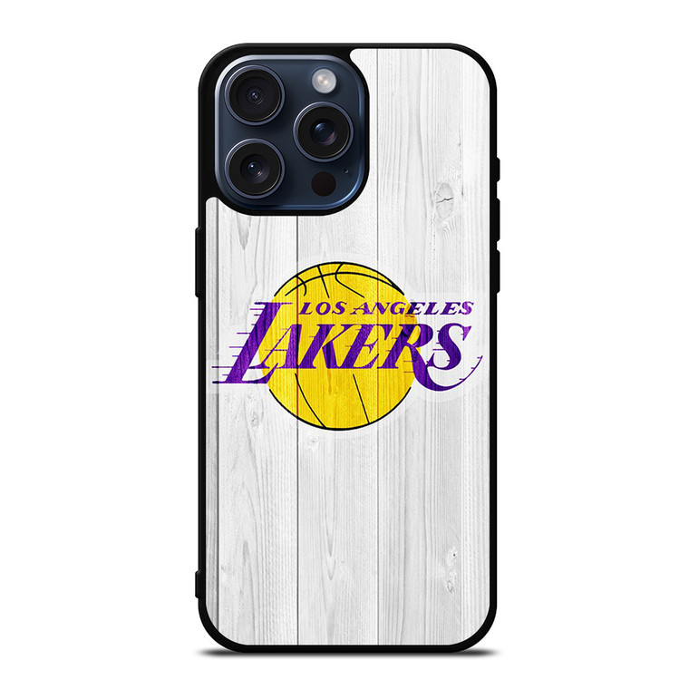 LOS ANGELES LAKERS WHITE WOOD iPhone 15 Pro Max Case Cover