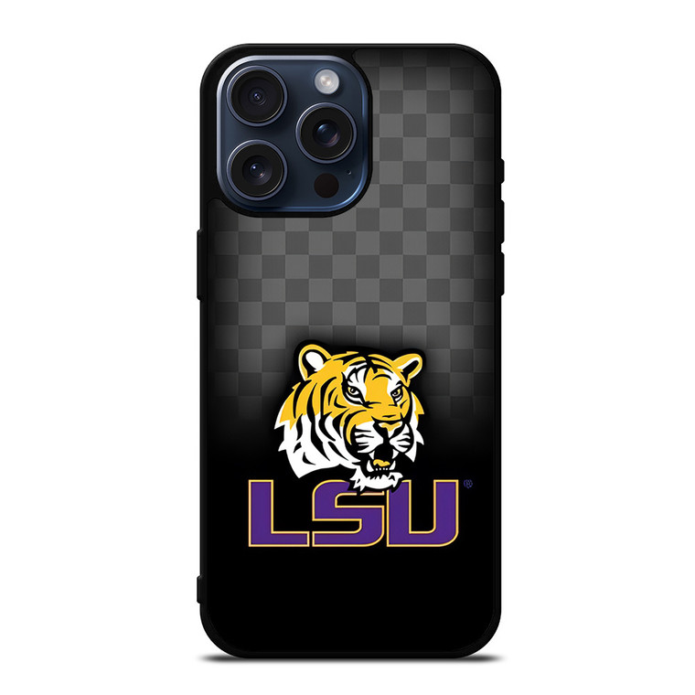LSU TIGERS FOOTBALL CHECKERBOARD LOGO iPhone 15 Pro Max Case Cover