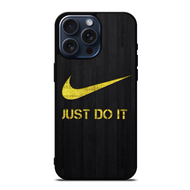 NIKE JUST DO IT WOOD LOGO YELLOW iPhone 15 Pro Max Case Cover