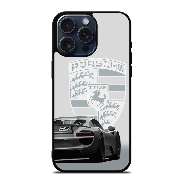 PORSCHE STUTTGART 918 SPYDER POSTER WHITE iPhone 15 Pro Max Case Cover