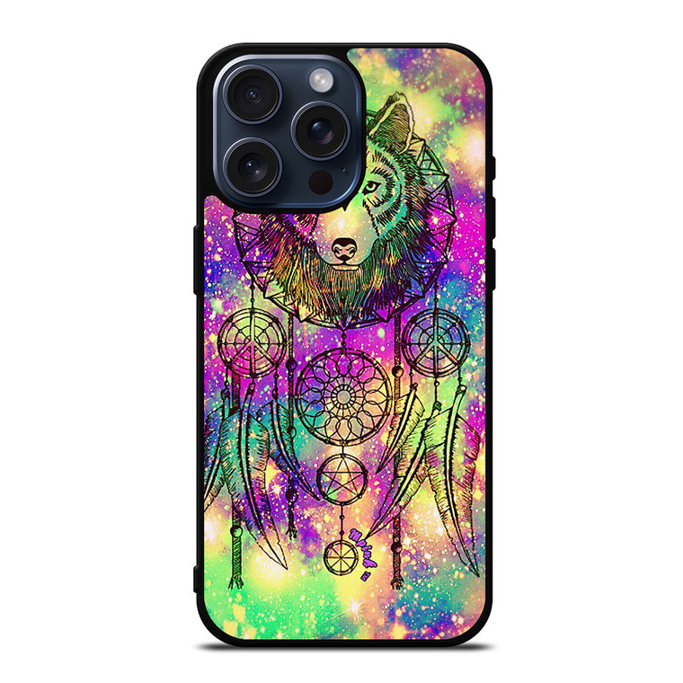 WHITE WOLF DREAMCATCHER TIE DIE iPhone 15 Pro Max Case Cover