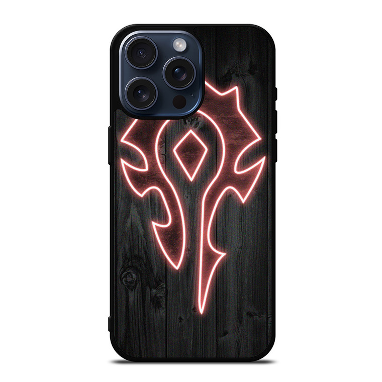 WORLD OF WARCRAFT HORDE WOOD LOGO iPhone 15 Pro Max Case Cover