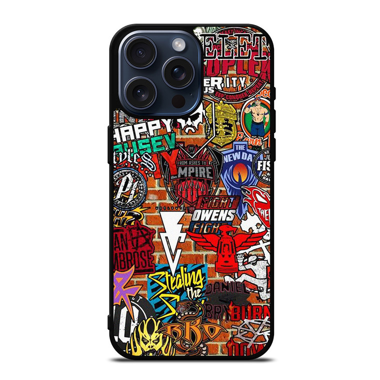 WWE WRESTLING SHIELD SYMBOL COLLAGE iPhone 15 Pro Max Case Cover