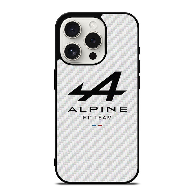ALPINE F1 TEAM FORMULA ONE WHITE CARBON iPhone 15 Pro Case Cover