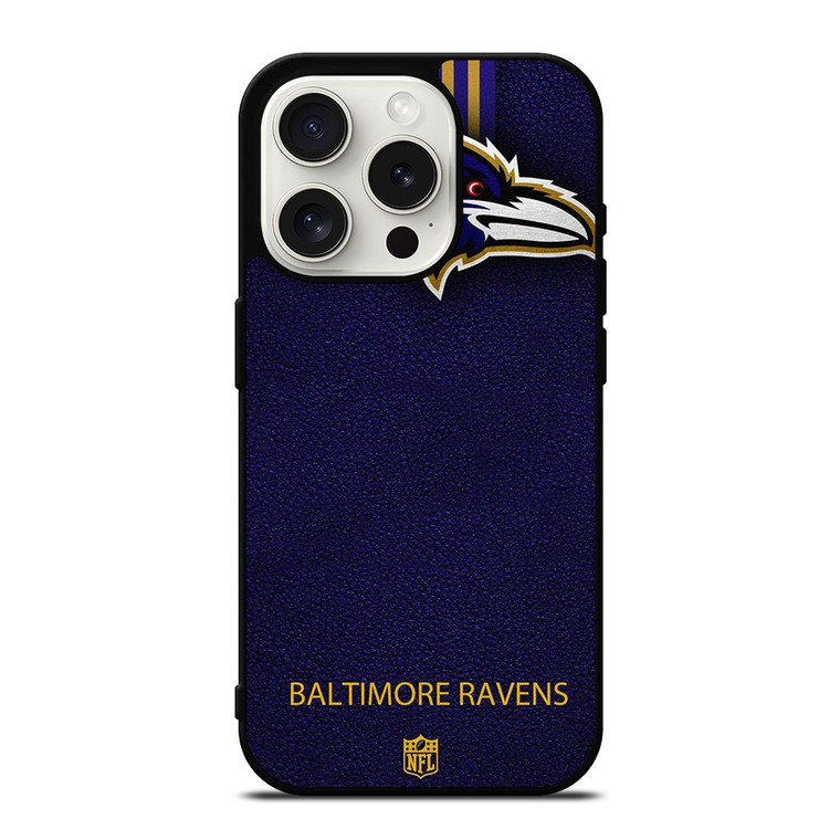 BALTIMORE RAVENS NFL LEATHER LOGO iPhone 15 Pro Case Cover