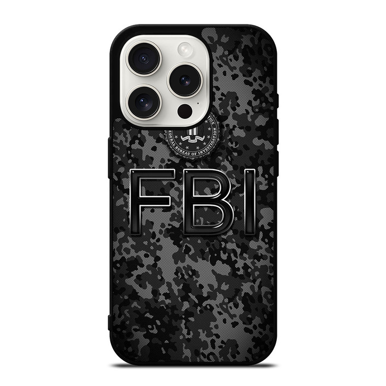 FEDERAL BUREAU OF INVESTIGATION FBI BLACK CAMO iPhone 15 Pro Case Cover