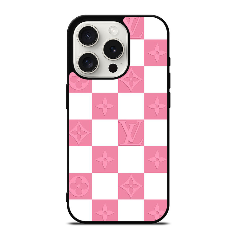 LV LOUIS VUITTON CHECKERED PINK  iPhone 15 Pro Case Cover LV LOUIS VUITTON CHECKERED PINK  iPhone 15 Pro Case Cover