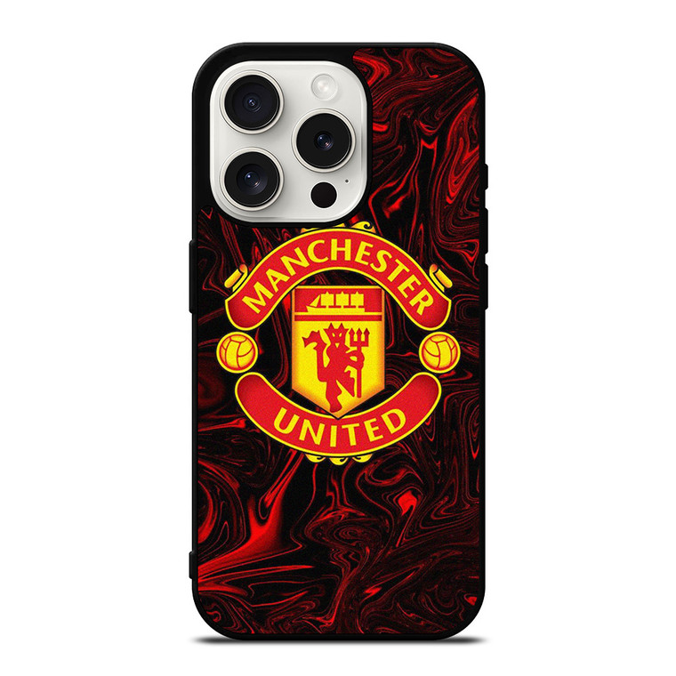 MANCHESTER UNITED RED MARBLE LOGO  iPhone 15 Pro Case Cover