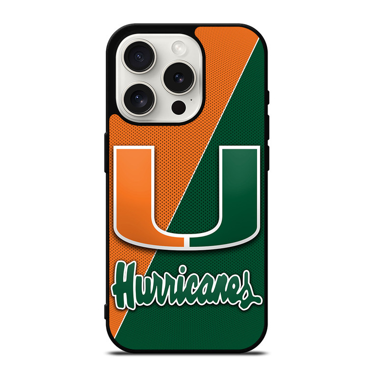 MIAMI HURRICANES LOGO CARBON  iPhone 15 Pro Case Cover MIAMI HURRICANES LOGO CARBON  iPhone 15 Pro Case Cover