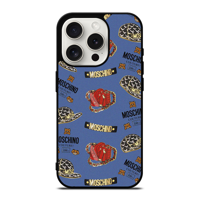 MOSCHINO COUTURE BEAR PATTERN  iPhone 15 Pro Case Cover MOSCHINO COUTURE BEAR PATTERN  iPhone 15 Pro Case Cover