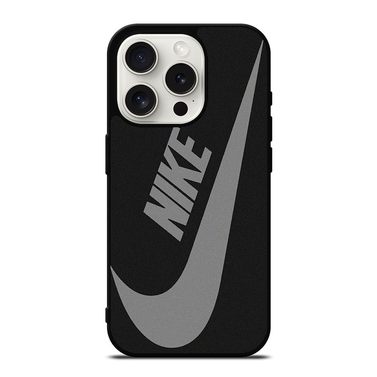 NIKE GREY BLACK LOGO  iPhone 15 Pro Case Cover NIKE GREY BLACK LOGO  iPhone 15 Pro Case Cover