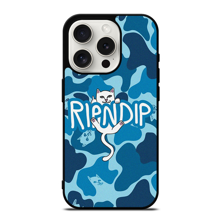 RIPNDIP CAT CAMO BLUE iPhone 15 Pro Case Cover