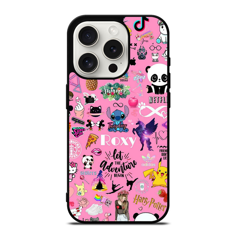 ROXY CARTOON PINK COLLAGE iPhone 15 Pro Case Cover ROXY CARTOON PINK COLLAGE iPhone 15 Pro Case Cover