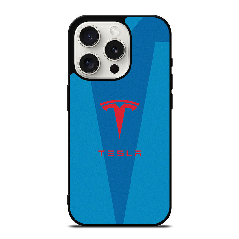 TESLA BLUE LOGO iPhone 15 Pro Case Cover