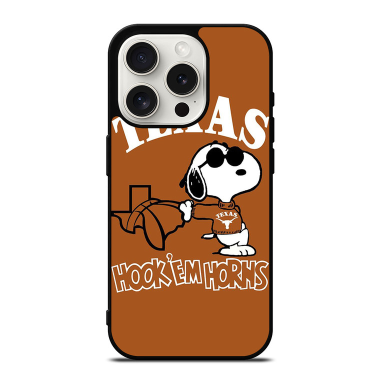 TEXAS LONGHORNS SNOOPY CARTOON iPhone 15 Pro Case Cover