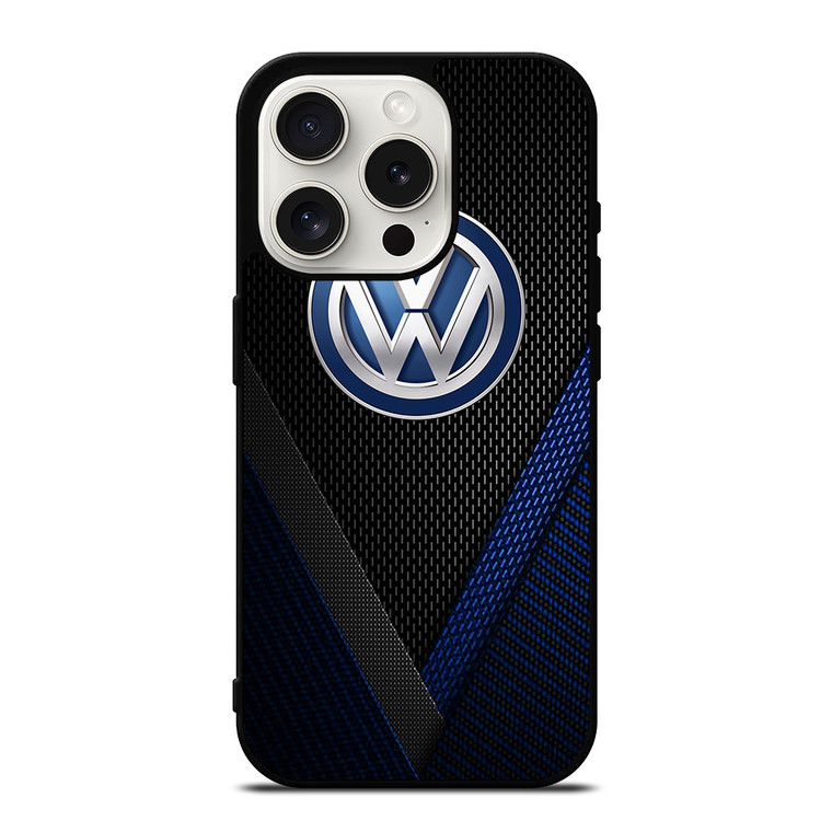 VW VOLKSWAGEN BLUE CARBON EMBLEM iPhone 15 Pro Case Cover