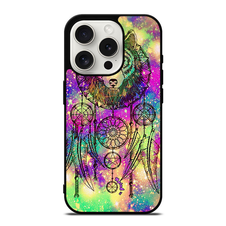 WHITE WOLF DREAMCATCHER TIE DIE iPhone 15 Pro Case Cover