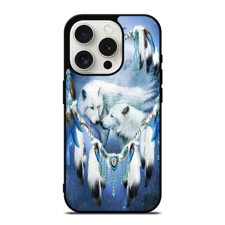 WHITE WOLF DREAMCATCHER iPhone 15 Pro Case Cover