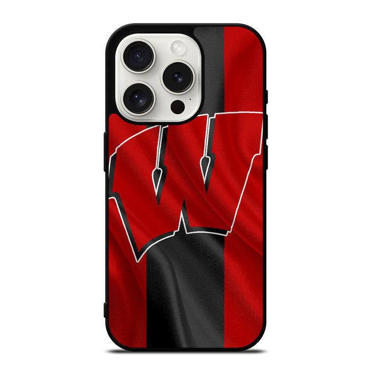 WISCONSIN BADGERS FLAG iPhone 15 Pro Case Cover WISCONSIN BADGERS FLAG iPhone 15 Pro Case Cover