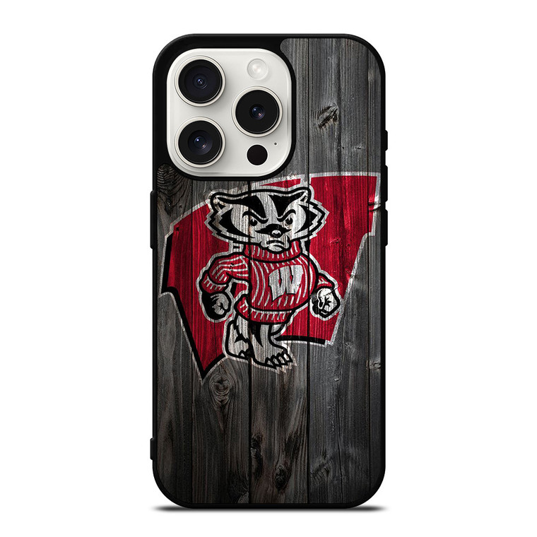 WISCONSIN BADGERS WOOD LOGO iPhone 15 Pro Case Cover WISCONSIN BADGERS WOOD LOGO iPhone 15 Pro Case Cover