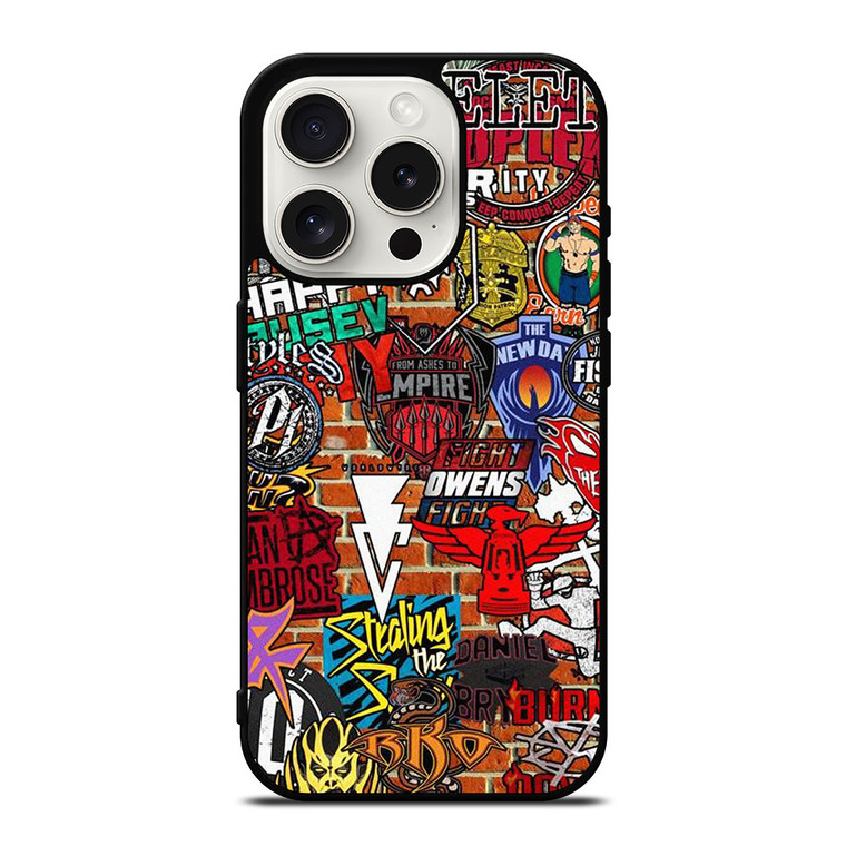 WWE WRESTLING SHIELD SYMBOL COLLAGE iPhone 15 Pro Case Cover