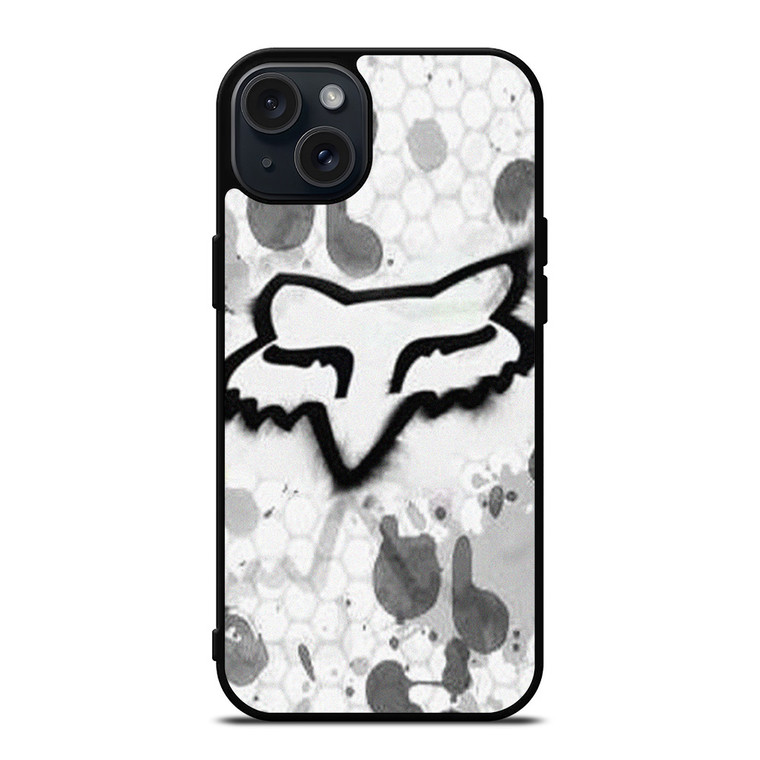 FOX RACING WHITE BRUSHED LOGO iPhone 15 Plus Case Cover