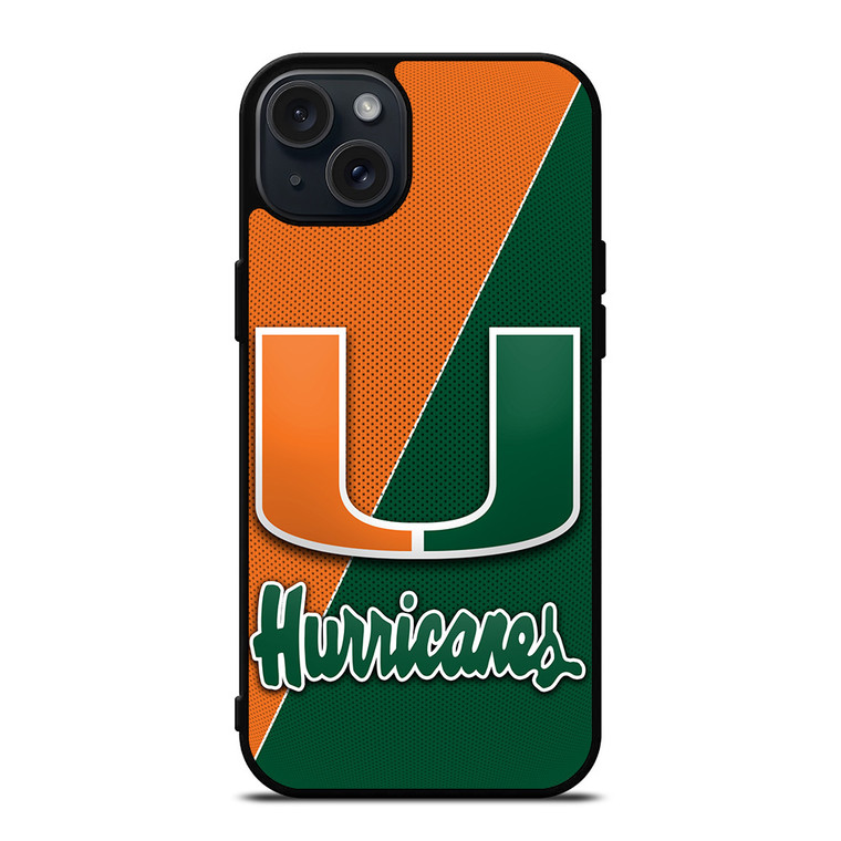 MIAMI HURRICANES LOGO CARBON  iPhone 15 Plus Case Cover MIAMI HURRICANES LOGO CARBON  iPhone 15 Plus Case Cover