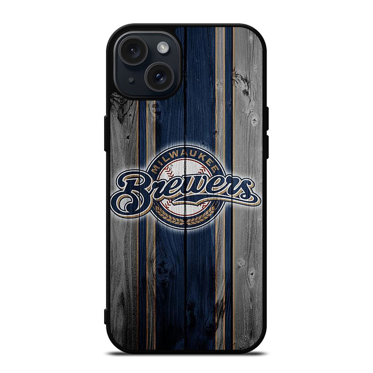 MILWAUKEE BREWERS BASEBALL WOODEN LOGO  iPhone 15 Plus Case Cover MILWAUKEE BREWERS BASEBALL WOODEN LOGO  iPhone 15 Plus Case Cover