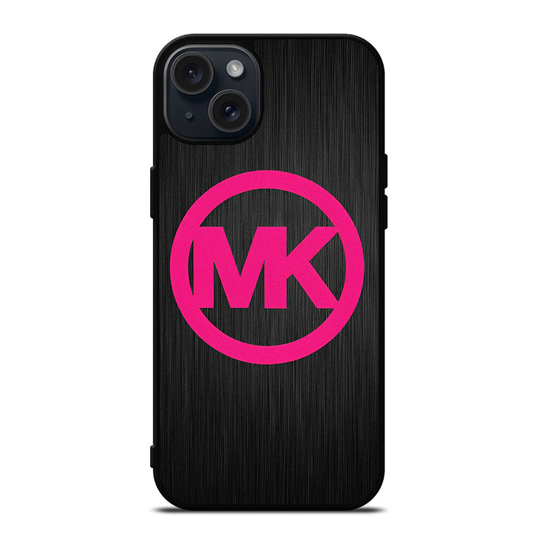 MK MICHAEL KORS PINK WOOD LOGO  iPhone 15 Plus Case Cover MK MICHAEL KORS PINK WOOD LOGO  iPhone 15 Plus Case Cover