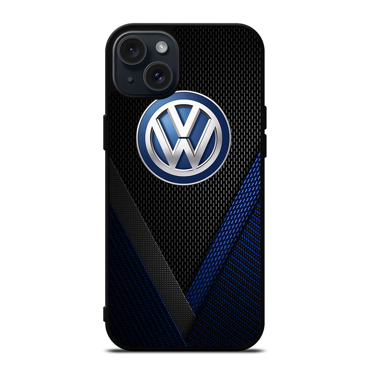 VW VOLKSWAGEN BLUE CARBON EMBLEM  iPhone 15 Plus Case Cover