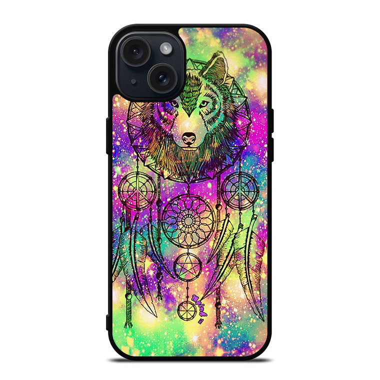 WHITE WOLF DREAMCATCHER TIE DIE  iPhone 15 Plus Case Cover