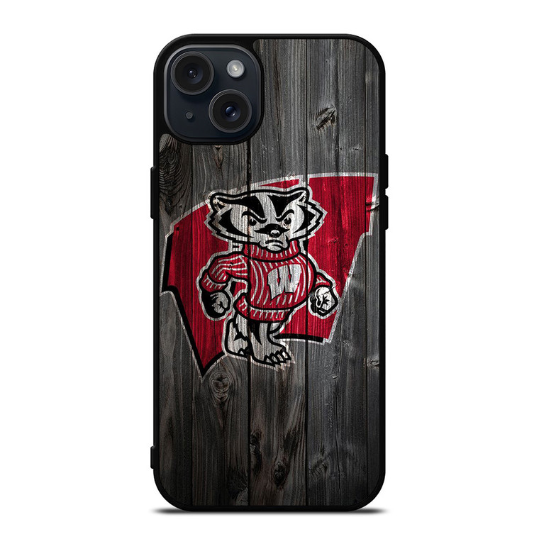 WISCONSIN BADGERS WOOD LOGO  iPhone 15 Plus Case Cover