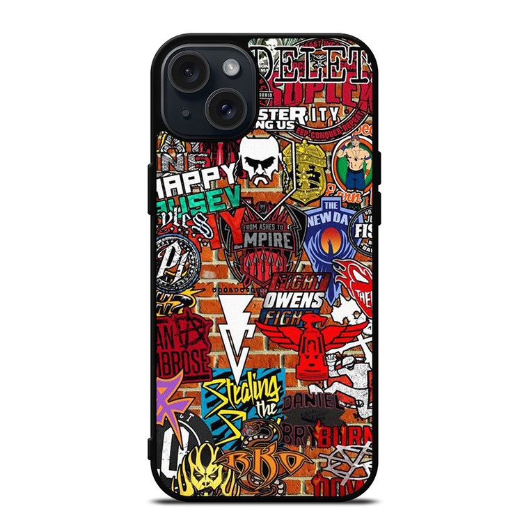 WWE WRESTLING SHIELD SYMBOL COLLAGE  iPhone 15 Plus Case Cover