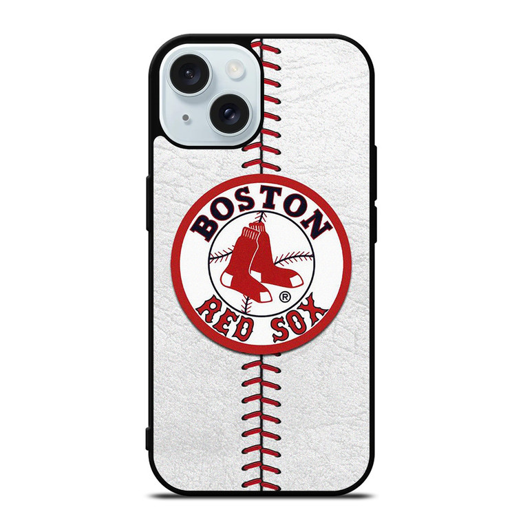 BOSTON RED SOX LEATHER STITCH iPhone 15 Case Cover