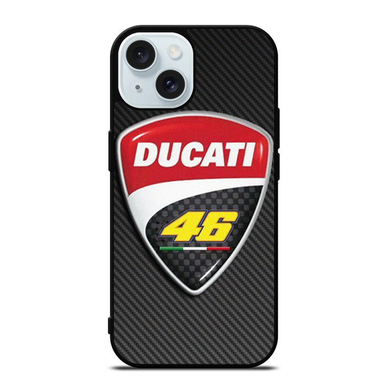 DUCATI VR46 VALENTINO ROSSI CARBON EMBLEM iPhone 15 Case Cover