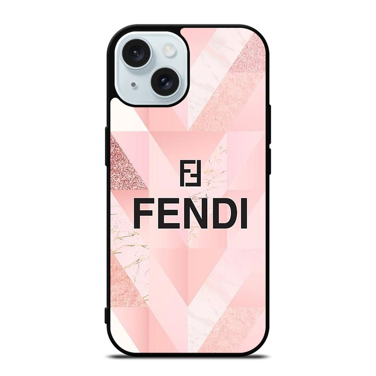 FENDI ROMA PINK TAPESTRY LOGO iPhone 15 Case Cover