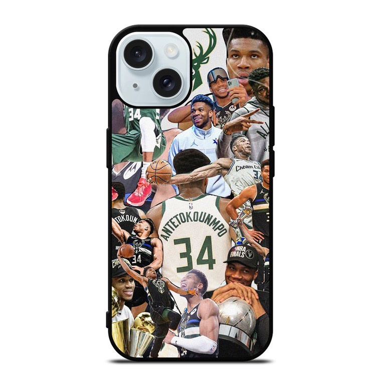 GIANNIS ANTETOKOUNMPO MILWAUKEE BUCKS COLLAGE iPhone 15 Case Cover GIANNIS ANTETOKOUNMPO MILWAUKEE BUCKS COLLAGE iPhone 15 Case Cover