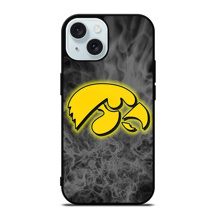 IOWA HAWKEYES SMOKE EMBLEM iPhone 15 Case Cover