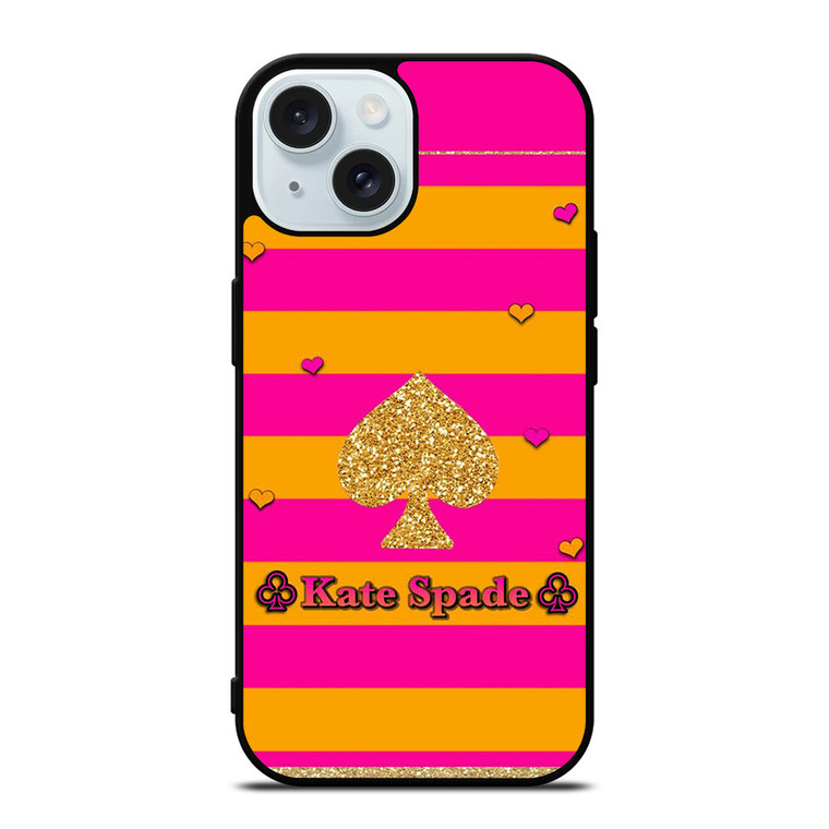 KATE SPADE PINK ORANGE STRIPE iPhone 15 Case Cover