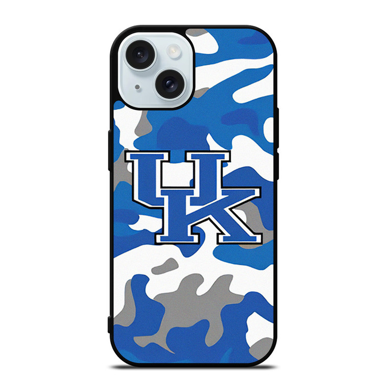 KENTUCKY WILDCATS BASKETBALL CAMO LOGO iPhone 15 Case Cover