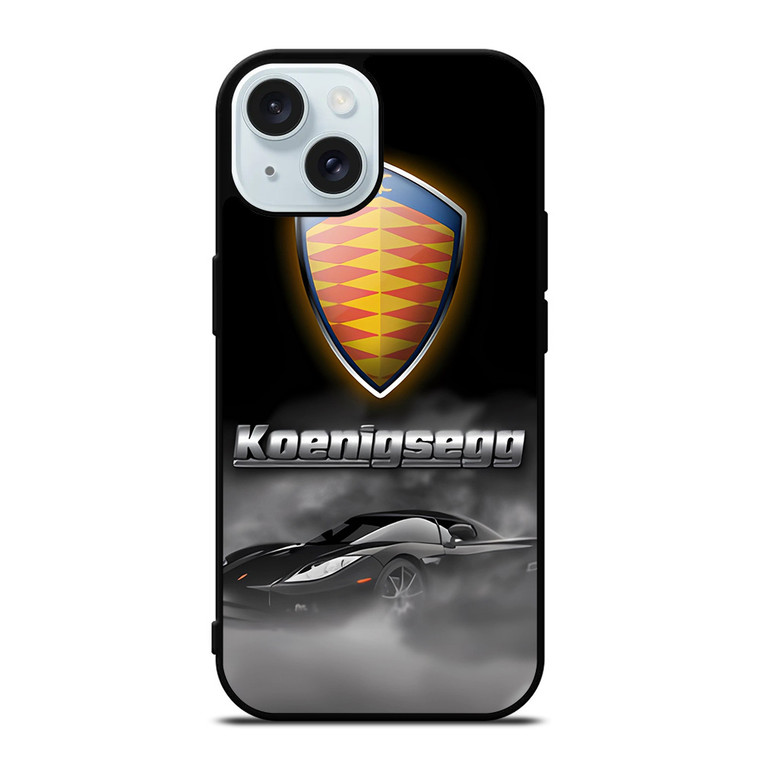 KOENIGSEGG SUPERCAR BLACK EMBLEM iPhone 15 Case Cover