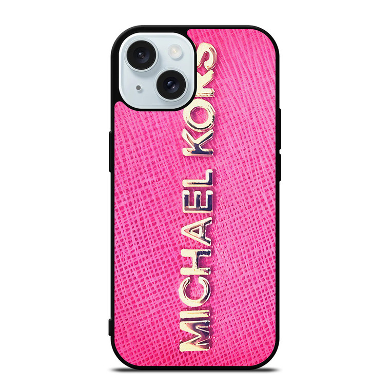 MICHAEL KORS PINK LEATHER iPhone 15 Case Cover