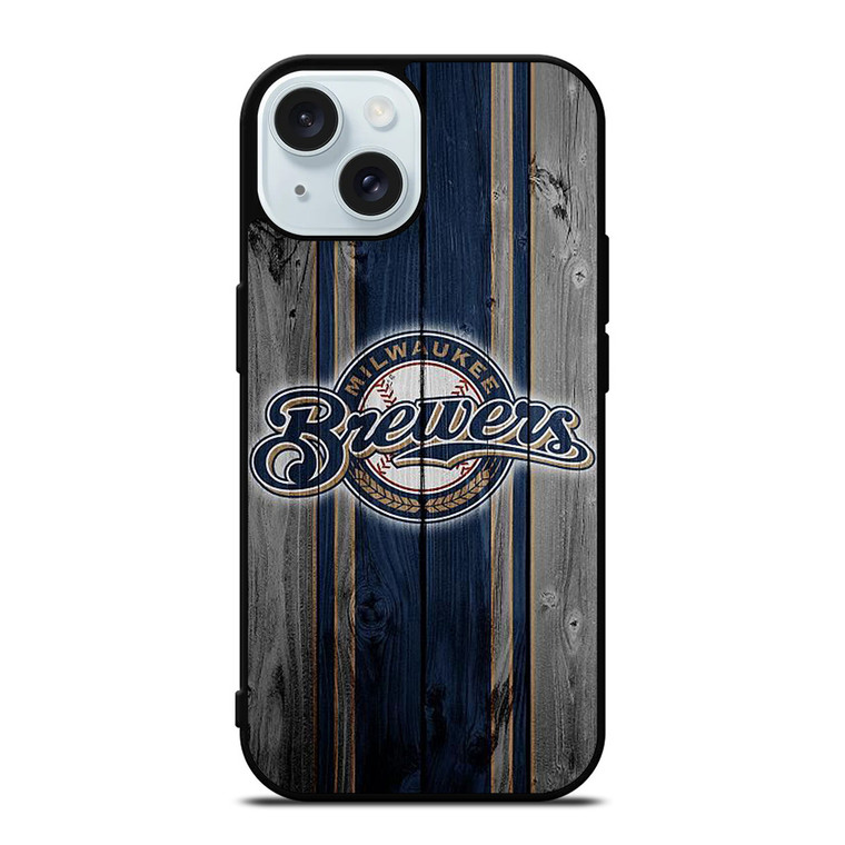 MILWAUKEE BREWERS BASEBALL WOODEN LOGO iPhone 15 Case Cover MILWAUKEE BREWERS BASEBALL WOODEN LOGO iPhone 15 Case Cover