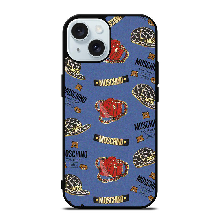 MOSCHINO COUTURE BEAR PATTERN iPhone 15 Case Cover MOSCHINO COUTURE BEAR PATTERN iPhone 15 Case Cover