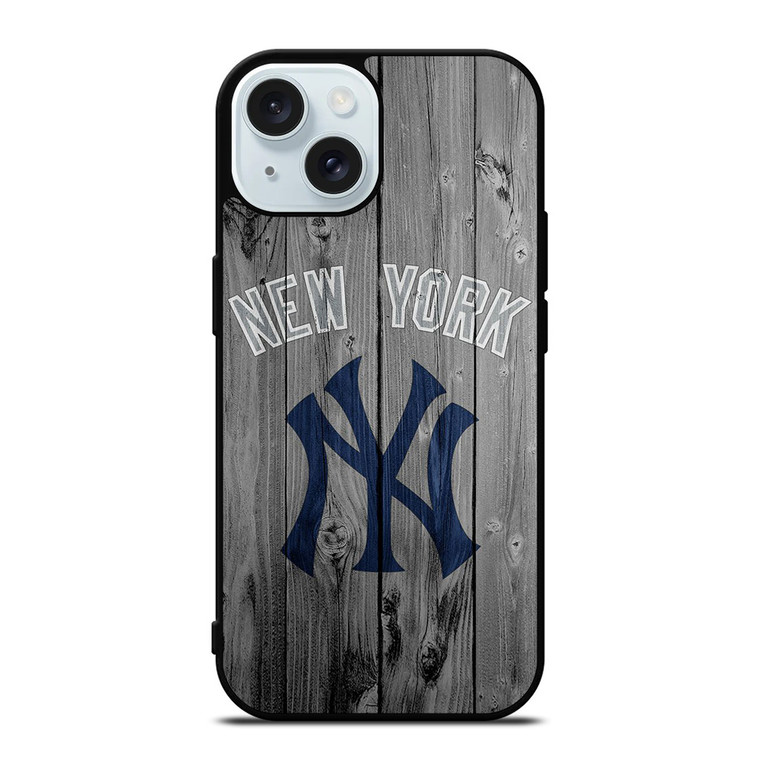 NEW YORK YANKEES WOODEN LOGO iPhone 15 Case Cover NEW YORK YANKEES WOODEN LOGO iPhone 15 Case Cover