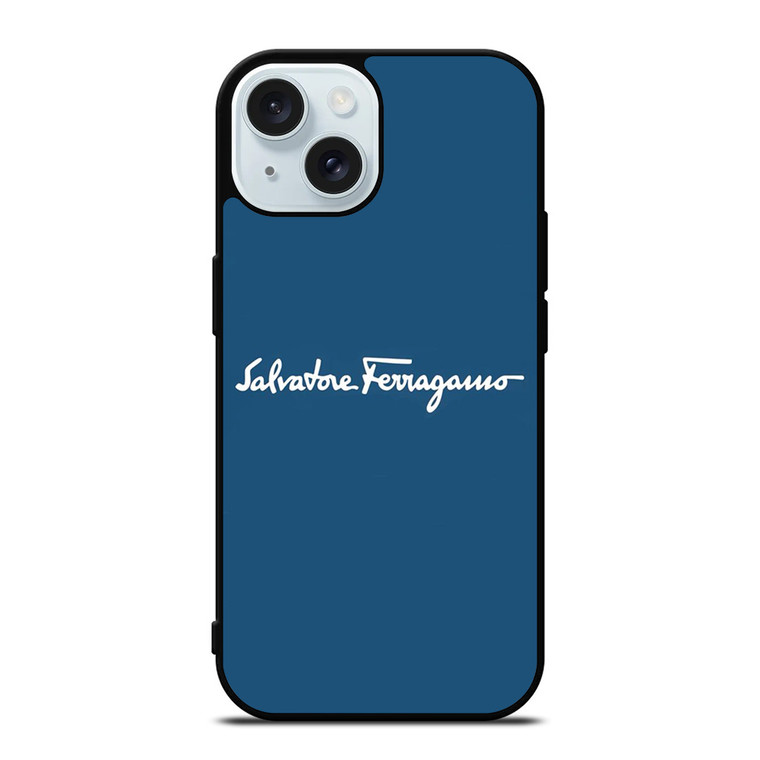 SALVATORE FERRAGAMO BLUE LOGO iPhone 15 Case Cover