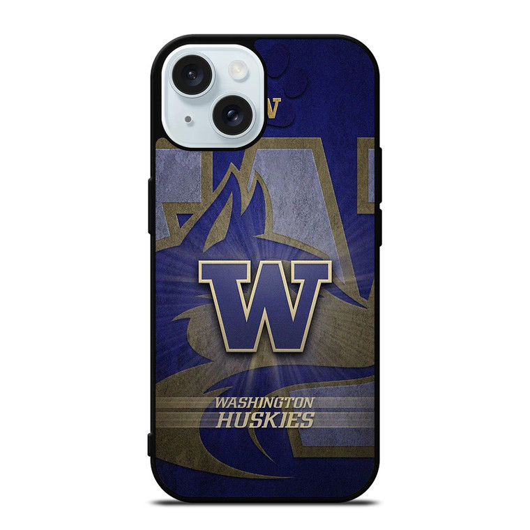 WASHINGTON HUSKIES LOGO METAL iPhone 15 Case Cover