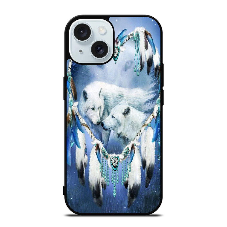 WHITE WOLF DREAMCATCHER iPhone 15 Case Cover